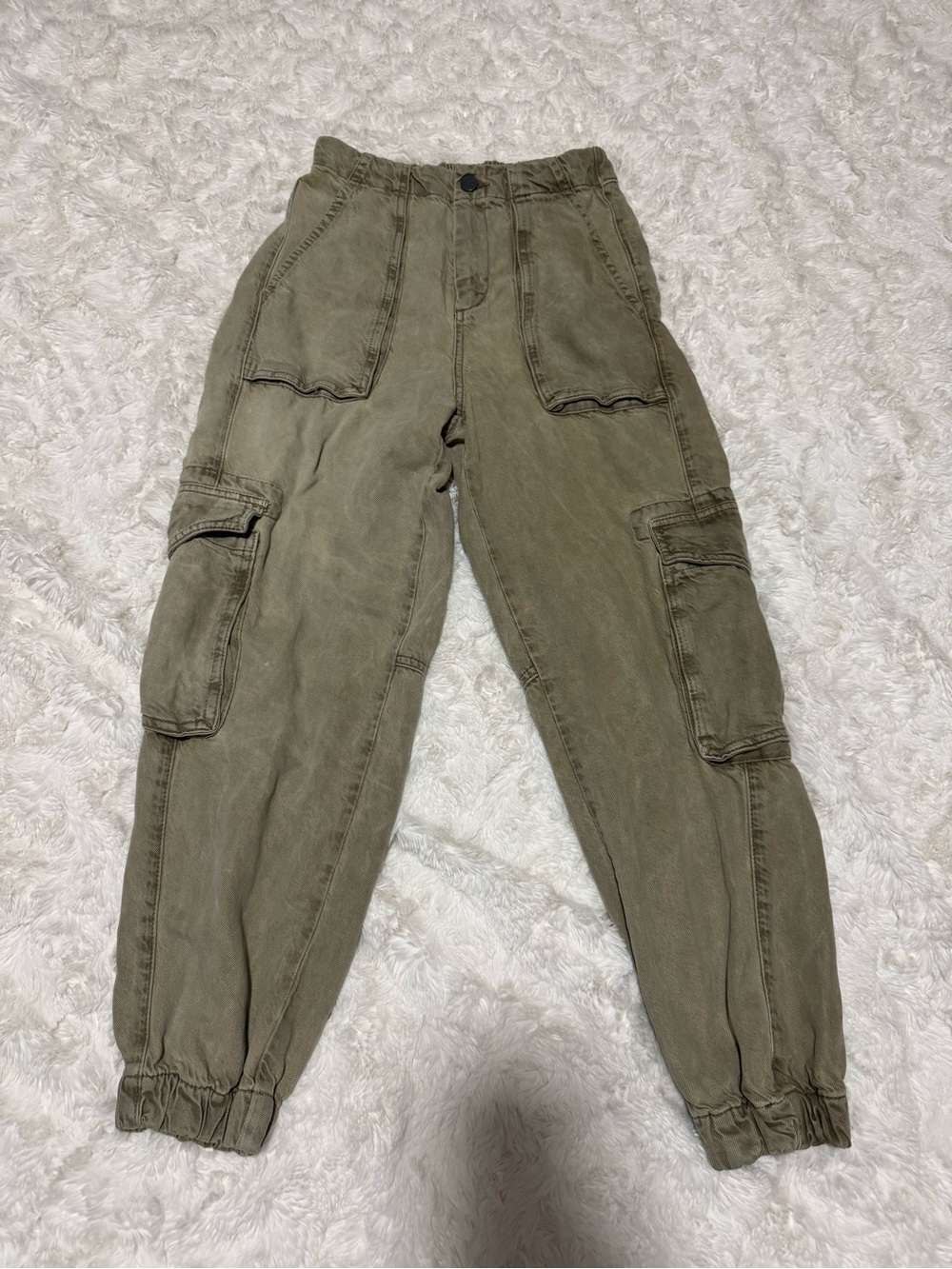 AllSaints Olive Cargo Jogger Pants Tapered Ankle Women's Size 6